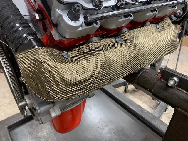 Exhaust manifold heat shield blanket installed near headers to reduce radiant heat – BSTFLEX