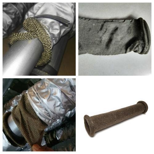 Exhaust pipe heat shield insulation knitted basalt sleeve