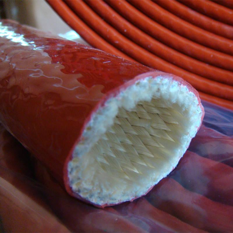 Fiberglass sleeve with fire sleeve under high temperature test